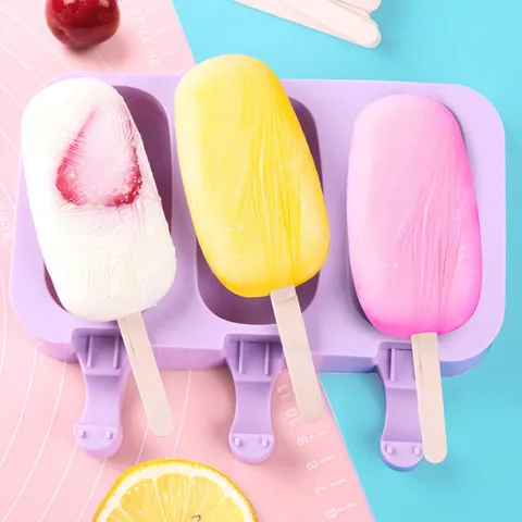 Silicone Ice Cream Mold DIY Homemade Popsicle Maker With Wooden Sticks Reusable Kitchen Baking Tool For Summer Party Home