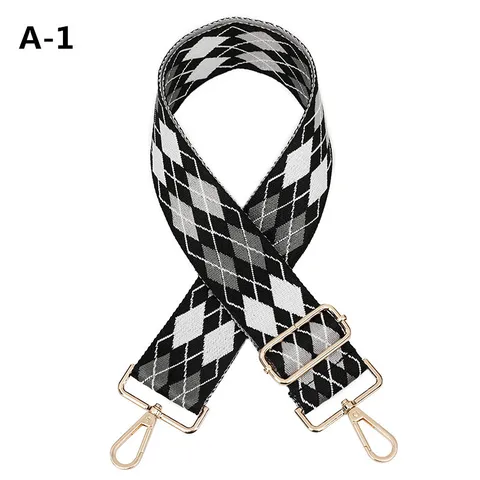 Womens Wide Embroidered Bag Strap Argyle Pattern Adjustable Replacement Shoulder Strap For Handbag Purse Crossbody Bag