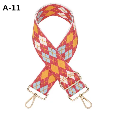 Womens Wide Embroidered Bag Strap Argyle Pattern Adjustable Replacement Shoulder Strap For Handbag Purse Crossbody Bag