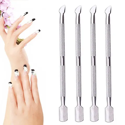 Repousse-Cuticules Double en Acier Inoxydable Outil Professionnel de Manucure Nail Art Dissolvant de Peau Morte Soin des Ongles
