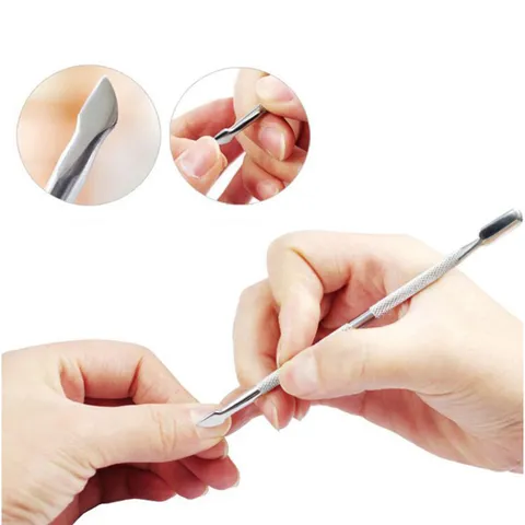 Repousse-Cuticules Double en Acier Inoxydable Outil Professionnel de Manucure Nail Art Dissolvant de Peau Morte Soin des Ongles