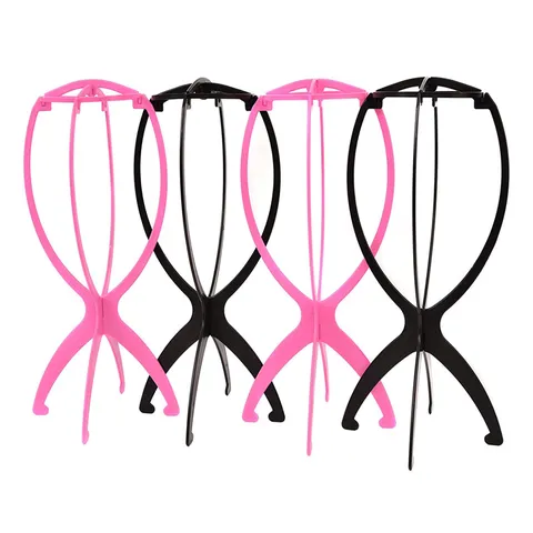 Portable Plastic Wig Stand Detachable Hairpiece Holder Display Rack For Hat Styling And Storage Pink Black