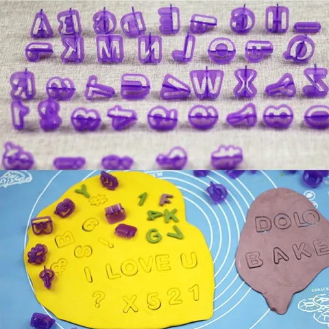 Plastic Letter Number Cookie Mold Fondant Cake Decorating Embossing Stamp Baking Tool