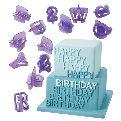 Plastic Letter Number Cookie Mold Fondant Cake Decorating Embossing Stamp Baking Tool