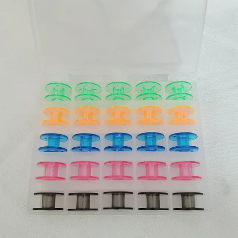 Transparent Plastic Bobbin Storage Box With Colorful Sewing Machine Bobbins Multipurpose Household Sewing Tool Kit