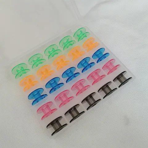Transparent Plastic Bobbin Storage Box With Colorful Sewing Machine Bobbins Multipurpose Household Sewing Tool Kit