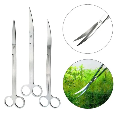 Stainless Steel Aquarium Plant Scissors 25cm Straight Curved Wave Shears Fish Tank Aquascaping Maintenance Tool