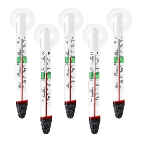 Glass Aquarium Thermometer Floating Water Temp Gauge With Suction Cup And Iron Sand Weight For Fish Tank Fishbowl