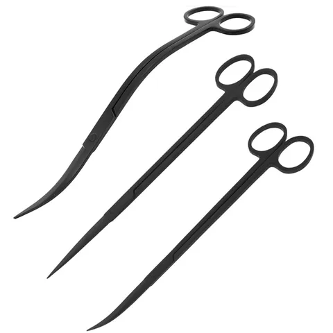Black Stainless Steel Aquarium Plant Scissors Straight Curved Wave Shears Fish Tank Aquascaping Maintenance Tool