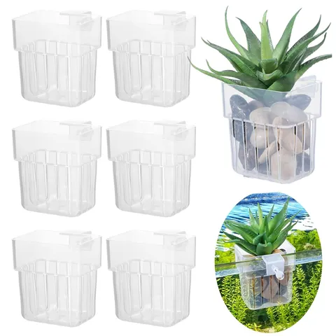 Transparent Aquarium Hydroponic Planting Basket Wall-Mounted Water Grass Cup Fish Tank Landscaping Decoration
