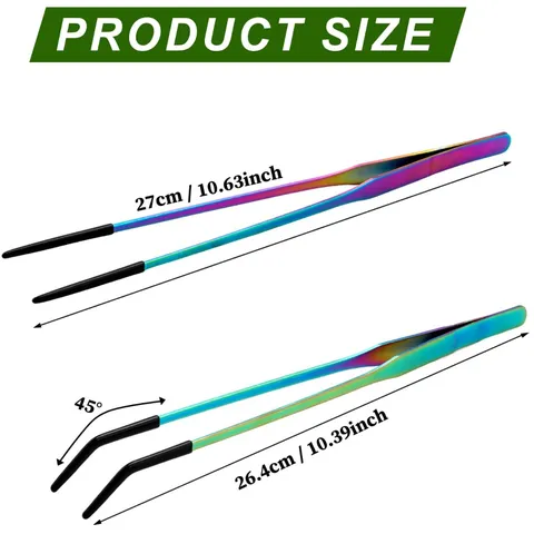 Stainless Steel Pet Feeding Tweezers Long Curved And Straight Feeding Tongs With Rubber Tips For Reptiles Aquarium Fish Tank