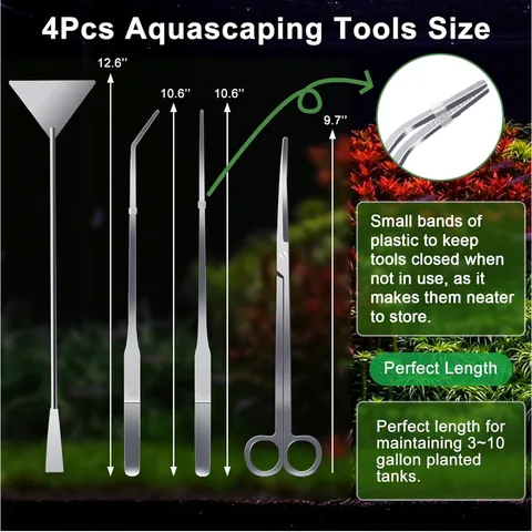 Professional Stainless Steel Aquarium Landscaping Tool Set Plant Tweezers Scissors Flat Sand Shovel For Fish Tank