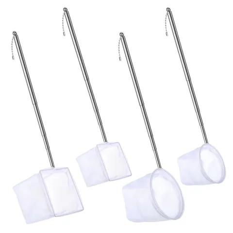 Stainless Steel Telescopic Fish Tank Fishing Net Small Ornamental Fish Mesh Round Square Aquarium Cleaning Tool