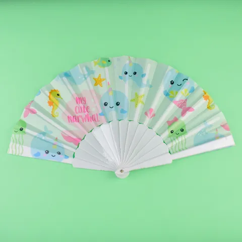 Abanico Plegable de Plástico Duradero Ventilador de Enfriamiento Portátil de Verano Con Bonito Estampado de Frutas y Animales de Dibujos Animados