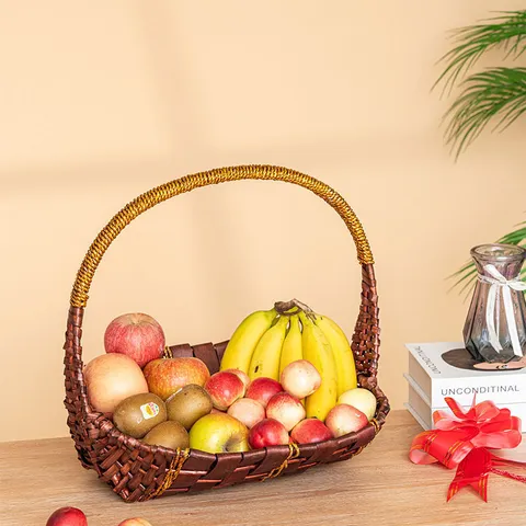 Large Willow Woven Fruit Basket Handheld Storage Basket Decorative Flower Basket For Picnic Gift Packaging Home