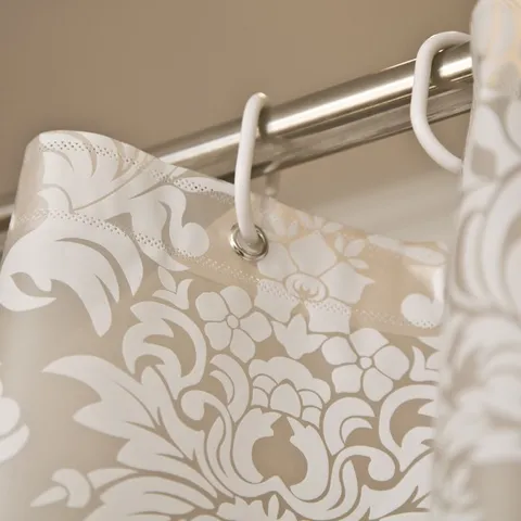 Waterproof Mildew-Proof Shower Curtain Modern Minimalist Damask Pattern PEVA Bathroom Curtain With Hooks