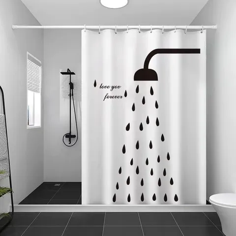 Waterproof Mildew-Proof Shower Curtain Set With Hooks And Rod Bathroom Partition Curtain Modern Minimalist Printed Fabric Shower Curtain