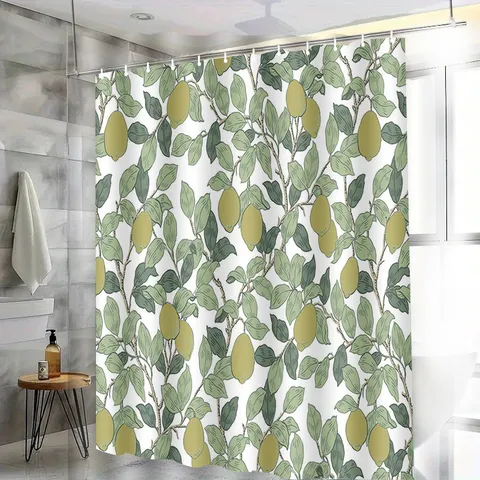 Waterproof Mildew Resistant Fabric Shower Curtain Geometric Floral Print Modern Bathroom Partition Curtain With Hooks