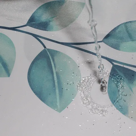 Waterproof Thickened Polyester Shower Curtain Fresh Botanical Print Bathroom Curtain Machine Washable Fabric Curtain