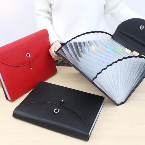 A4 Expandable Accordion File Folder Leather Document Organizer Multi Layer Business Filing Bag Office School Supplies