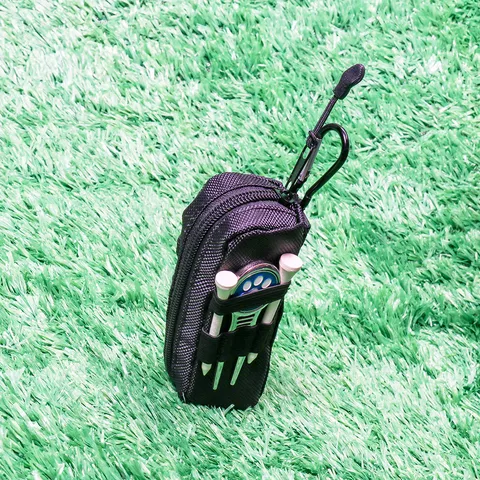 Multifunctional Portable Golf Ball Storage Bag Waterproof Polyester Ball Pouch With Carabiner Outdoor Sports Accessories