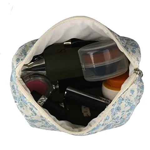 Quilted Cosmetic Bag Floral Large Capacity Pouch Portable Travel Makeup Storage Bag Cotton Padded Toiletry Bag For Women