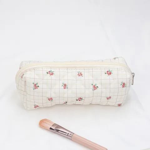 Large Capacity Quilted Floral Cosmetic Bag Travel Portable Storage Organizer Set