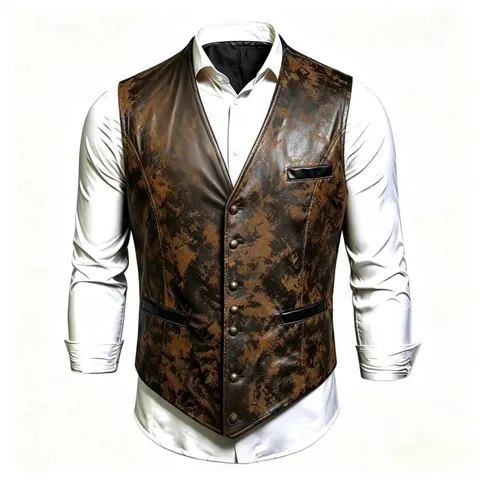 Gilet Vintage con Scollo a V Monopetto da Uomo Casual Vestibilità Slim Gilet da Abito da Lavoro Giacca Retro