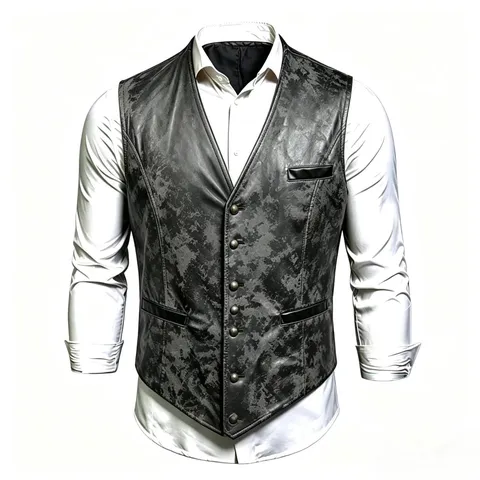 Gilet Vintage con Scollo a V Monopetto da Uomo Casual Vestibilità Slim Gilet da Abito da Lavoro Giacca Retro