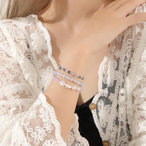 Perles de Rocaille Colorées Perle Artificielle Bracelet Perlé Bijoux Faits Main Bohémiens Chaîne de Poignet de Plage d'Été