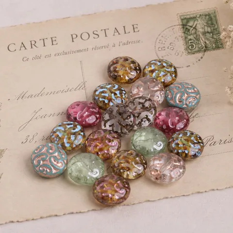 Perles de Verre Tchèques Motif Cashew Gaufré Perles Vrac Forme Tambour Pour DIY Bracelet Collier Fabrication de Bijoux
