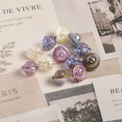 Perles en Vrac en Verre Saturne Importées Perles Entretoises OVNI Facettées Pour DIY Fabrication de Bijoux Bracelet Collier Accessoires