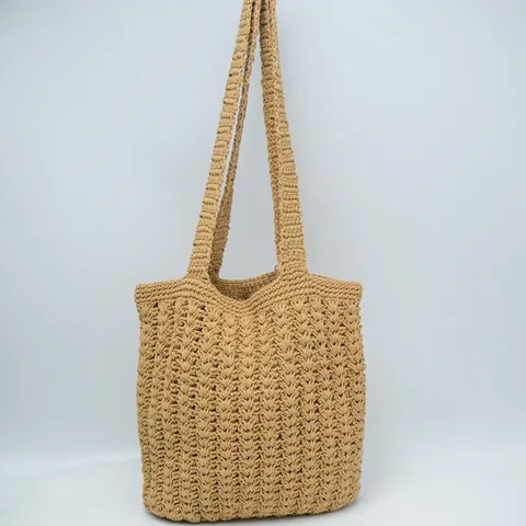 Damen Baumwolle Gewebte Tragetasche Handgemacht Ajour Strand Handtasche Lässige Sommerurlaub Shopper Tasche Für Frauen