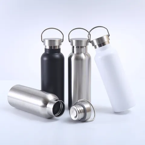 304 Stainless Steel Vacuum Insulated Water Bottle Portable Metal Handle Large Capacity Sports Thermos Cup For Outdoor Fitness