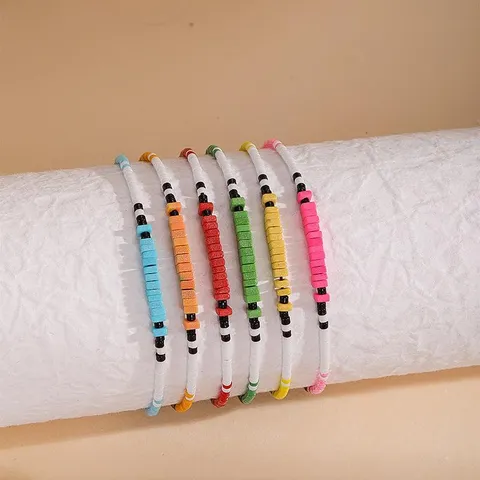 Bracelet Tressé en Perles de Verre Colorées Bohème Fait Main Bracelets d'Amitié Ajustables en Perles pour Femmes Bijoux