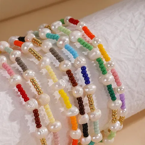 Bracelet de Perles en Verre Miyuki Fait Main Perle Artificielle Bohémien Multicolore Superposé Cadeau de Bijoux