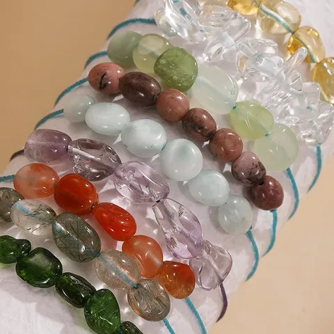 Bracelet Minimaliste en Pierre d'Agate de Cristal Tressé Fait Main Bohésien Voyage Quotidien Mode Bijoux Cadeau