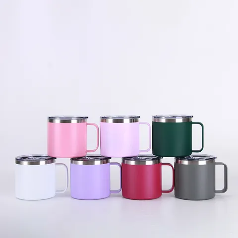 Taza de Café Aislada al Vacío de Acero Inoxidable Portátil Con Asa y Tapa Moderno Minimalista Oficina Viaje Vaso
