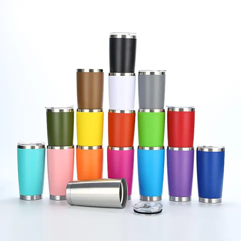 Bicchiere Termico in Acciaio Inossidabile a Doppia Parete Tazza da Viaggio per Auto con Coperchio Moderno Minimalista Portatile