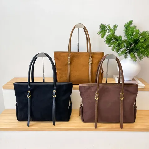 Bolso Tote Vintage de Ante de Imitación para Mujer Gran Capacidad Piel PU Lujo Casual Bolso de Hombro Bolso de Mano Trabajo Oficina
