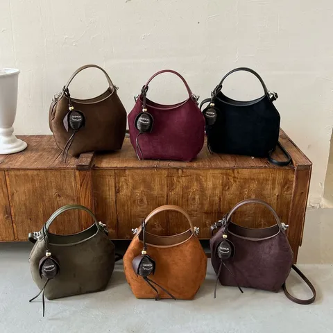 Dames Suède Emmer Tas Vintage Minimalistische Koreaanse Stijl Schoudertas Retro Kunstleer Handtas Veelzijdige Dagelijkse Woon-werkverkeer Tote Bag Voor Vrouwen