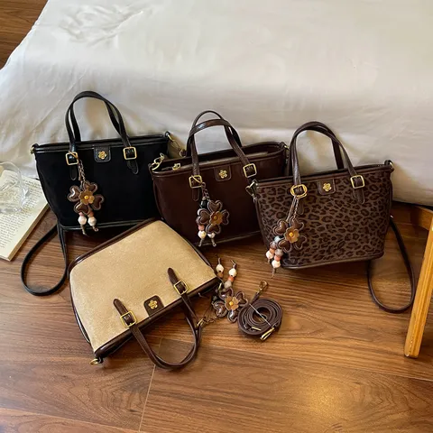 Damen Mode Leopardenmuster Tragetasche PU Leder Casual Schulter Umhängetasche Trendige Luxus Handtasche