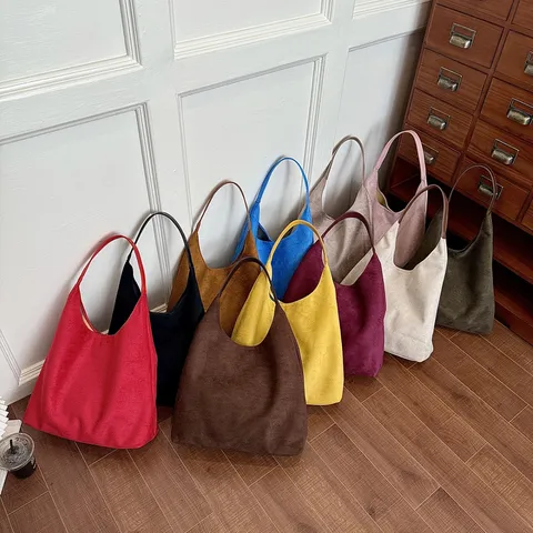 Retro Wildlederimitat Hobo Umhängetasche Für Damen Lässig Pendler Einfarbig Großes Kapazität Handtasche