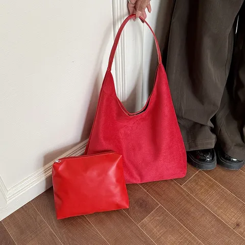 Retro Wildlederimitat Hobo Umhängetasche Für Damen Lässig Pendler Einfarbig Großes Kapazität Handtasche