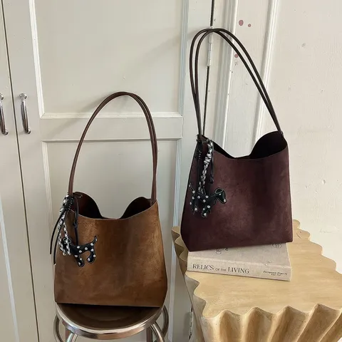 Damen Wildleder Beuteltasche Leopardenmuster Retro Pendler Handtasche Lässige Patchwork Umhängetasche Mit Tasche