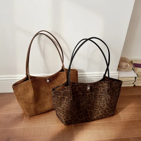 Koreanischer Ins Style Große Kapazität Tragetasche Für Damen Retro Minimalistisch PU Leder Wildleder Pendeln Schulter Unterarm Tasche