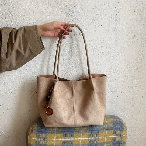 Damen Große Kapazität Wildleder Tragetasche Vintage Casual Einfarbig Umhängetasche Tägliches Pendeln Handtasche