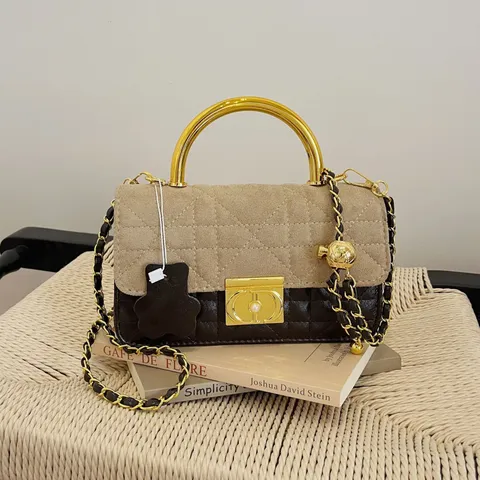 Vintage PU Leder Gesteppte Henkeltasche Kette Umhängetasche Damen Luxus Designer Stil Schulter Handtasche