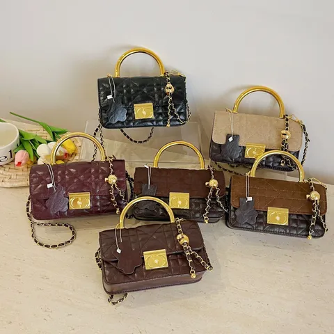 Vintage PU Leder Gesteppte Henkeltasche Kette Umhängetasche Damen Luxus Designer Stil Schulter Handtasche