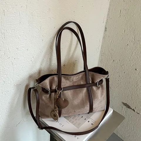 Retro Wildleder Pendler Umhängetasche High-End Nischen-Design Handtasche Luxus Stil Große Kapazität Tote Bag